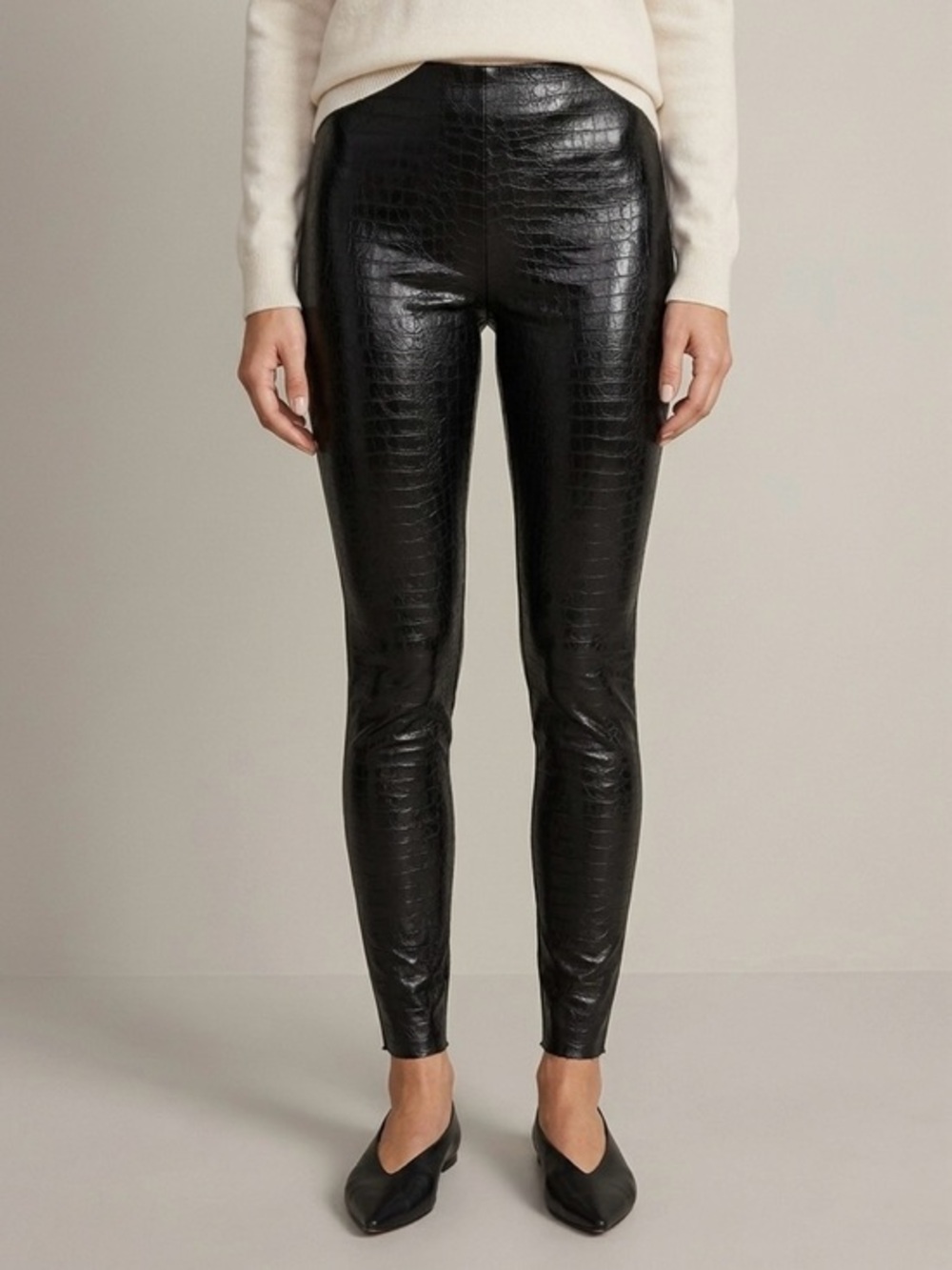 COMMANDO Faux Leather Croc Embossed High Rise Leggings Black XS